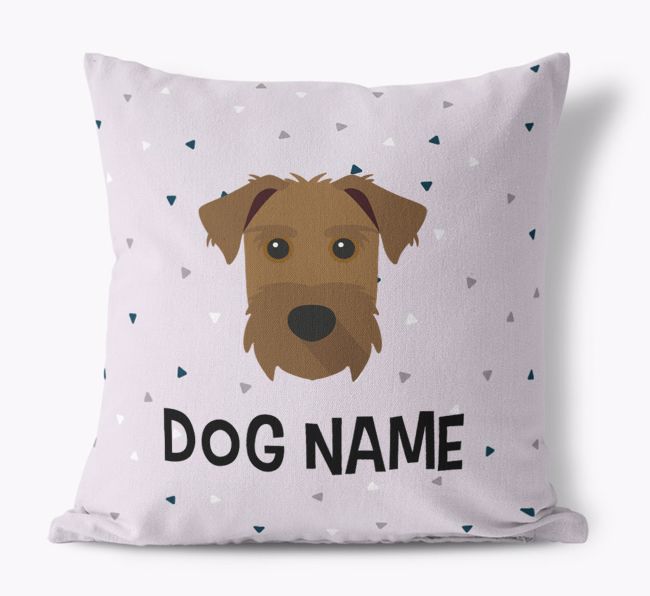 Triangle Pattern with {dogsName}'s Icon: Personalized Canvas Pillow
